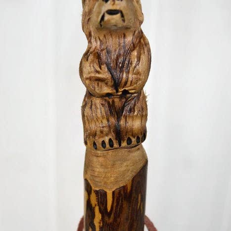Creation Carvings LLC – wholesale Fitness equipment – Hand Carved Walking Stick, Bear Walking Stick - Grizzly Carving - Bear Stick - Hiking - Dark Wood7