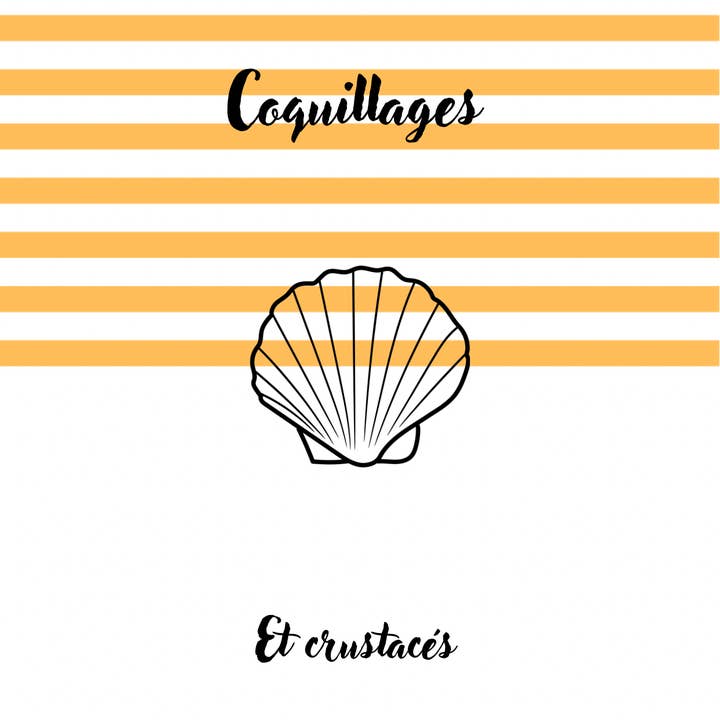 “Shells and crustaceans” poster illustration for wholesale by Joli Citron
