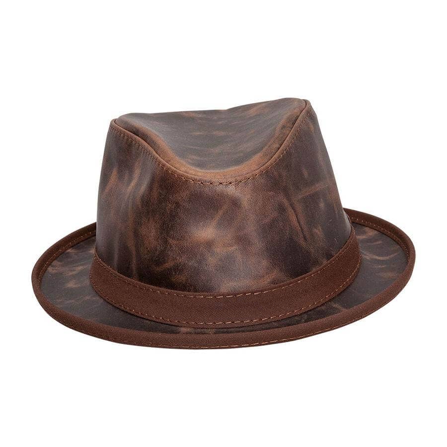 American Hat Makers - Wholesale Fedora - Unisex - Trilby Genuine Leather Fedora Hat - Style Soho8