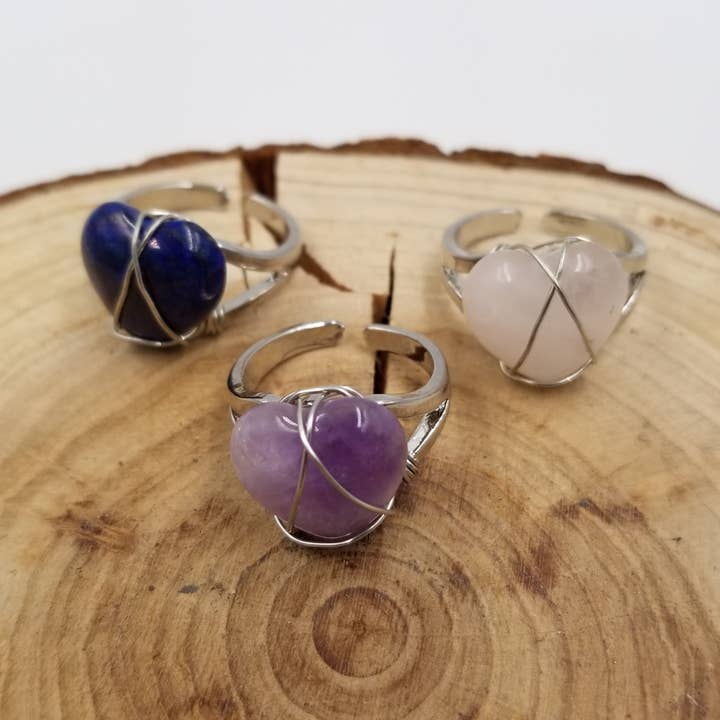 Handmade Natural Crystal Heart Ring - Valentine'S Day Gift for wholesale by CHAKRA JEWELRY