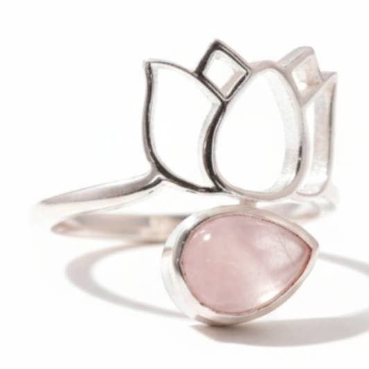 Adjustable ring with rose quartz from Brazil AA 925 silver for wholesale by La Boîte à Cailloux