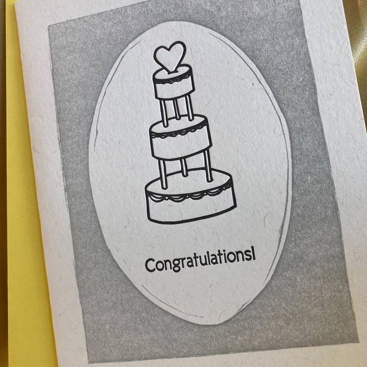 Wedding Cake card for wholesale by Deep Ink Letterpress