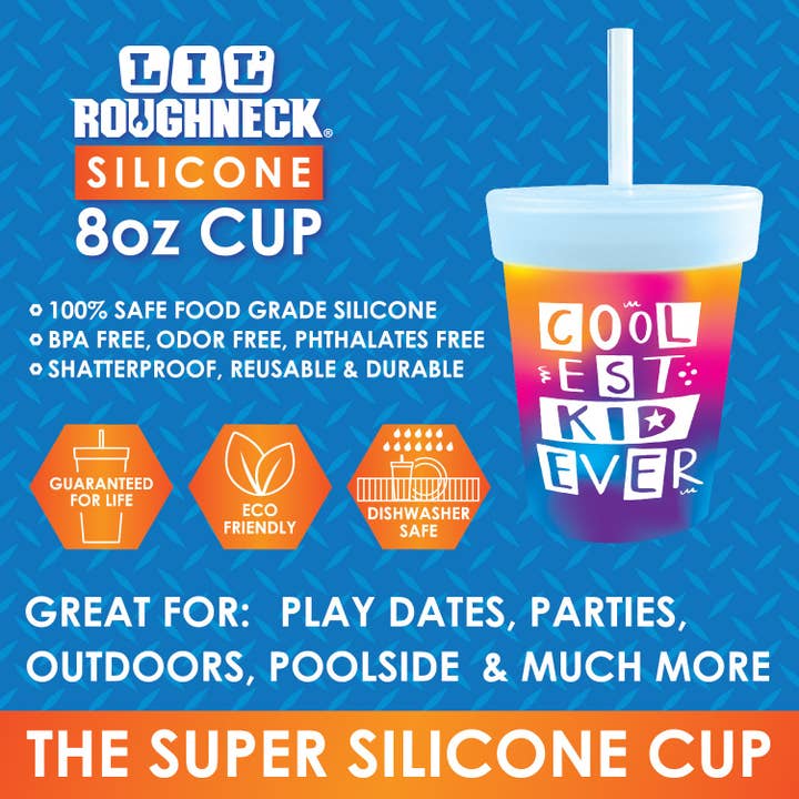 Novelty Brands - Wholesale Drinking Glass/Cup - Kids & Baby - Silicone 8oz Kids Toddler Kiddo Super Cups- 6/Display