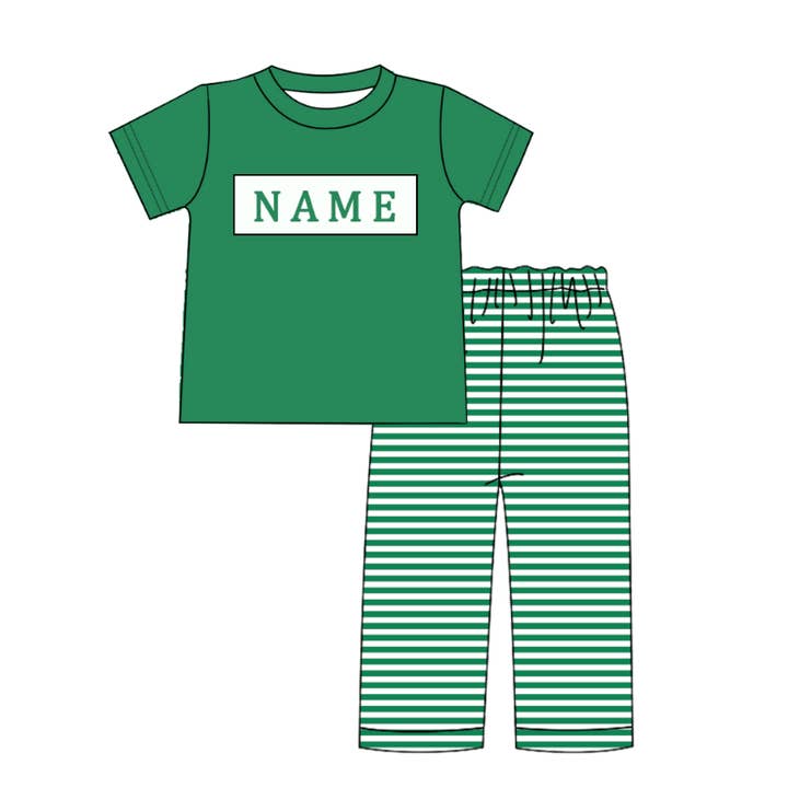 Auraquise - Wholesale Clothing Set - Baby - Kids Halloween CUSTOM NAME Embroidery Green Pumpkin Sibling Clothes2
