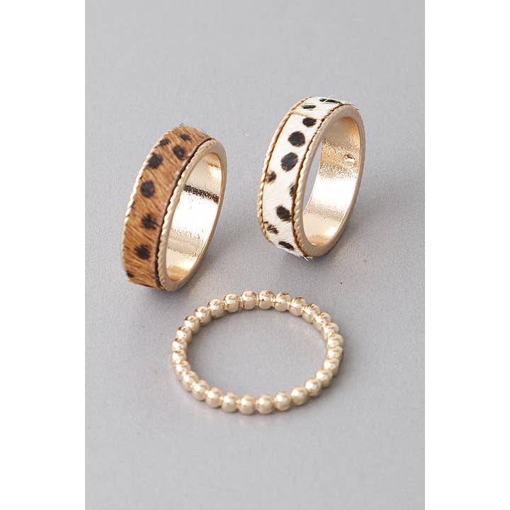 Lemon Tree - Wholesale Jewelry Set - Animal Print Band N Bead Rings Set4