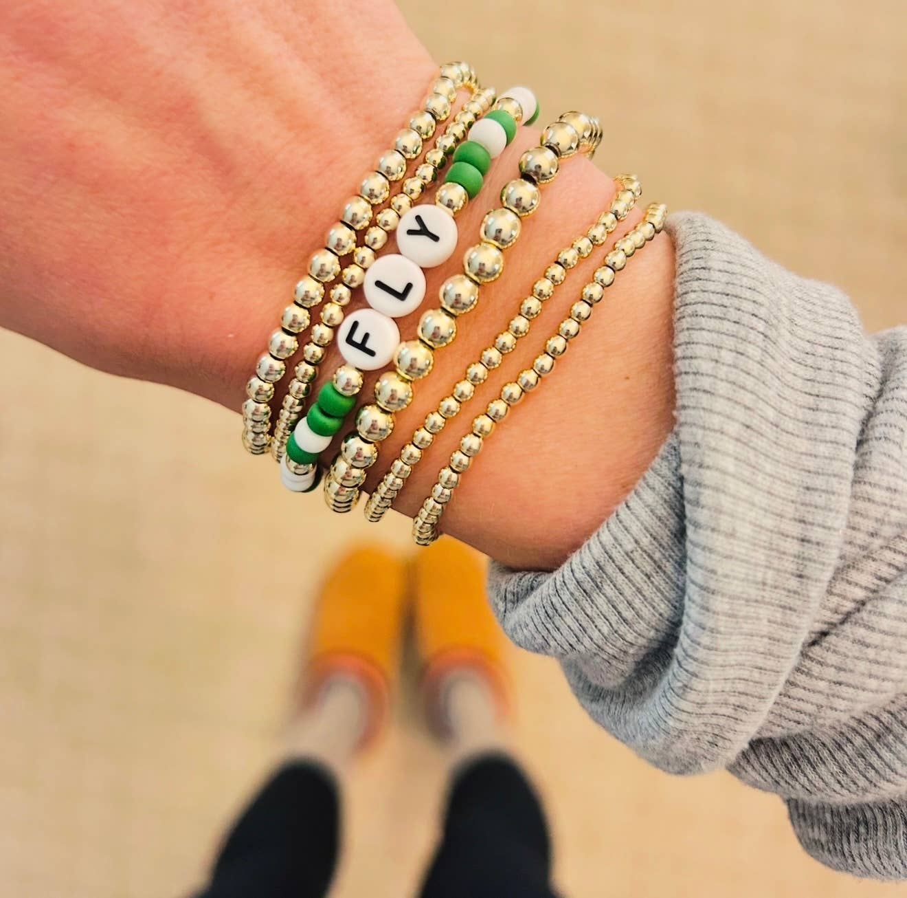 Back Bay Bead Company - Wholesale Beaded Bracelet - Fly Green White Bracelet1