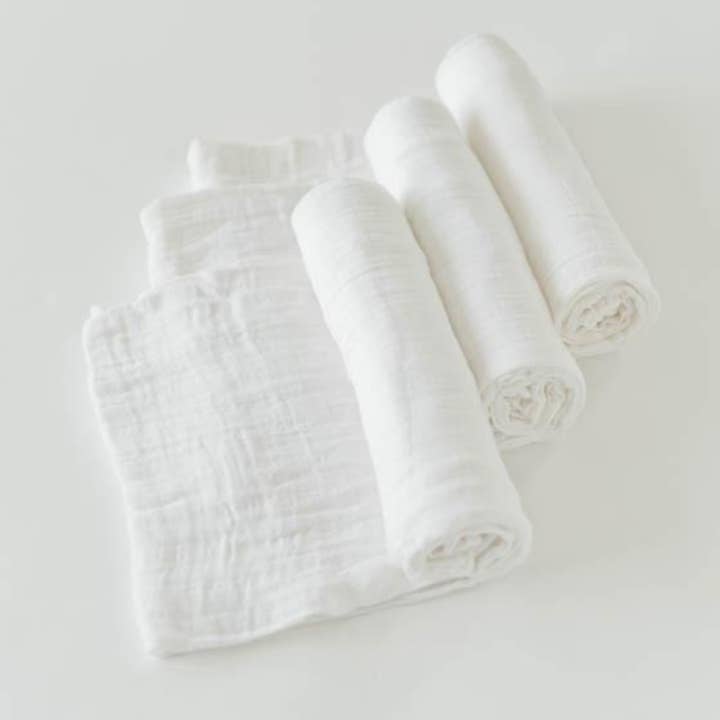 Muslin Square Baby Burp Cloth - Set of 3 - Pure White for wholesale by GEOPLE HOME & BABY