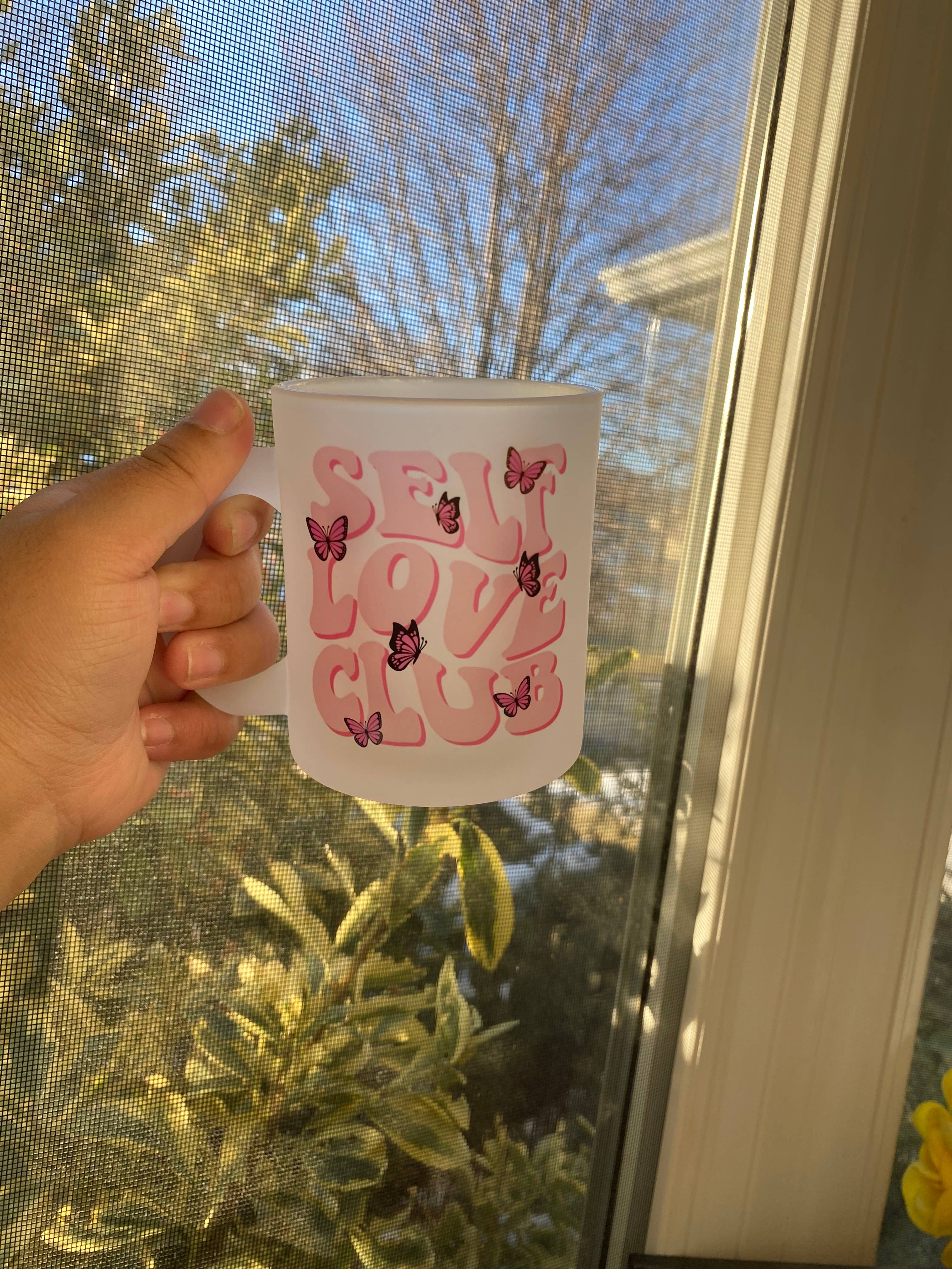 D2JCrafts - Venta al por mayor Taza - Taza de café esmerilado Self Care Club Butterfly15