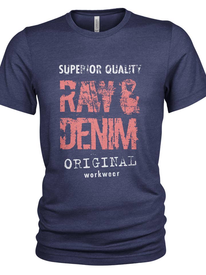 Superior Raw Denim Navy Organic Cotton T Shirt for Men for wholesale by Union Made Raw Denim