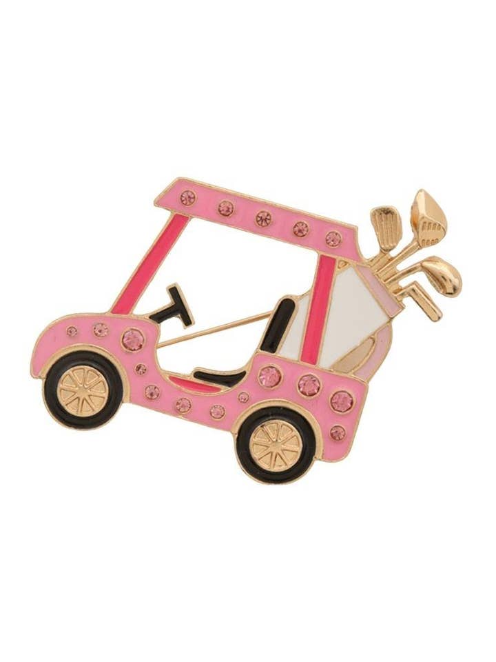 PINK GOLFVOGN MED RHINESTENDEKORERET KLUBDETALJE METALBROCHE for engroshandel hos anbfashion