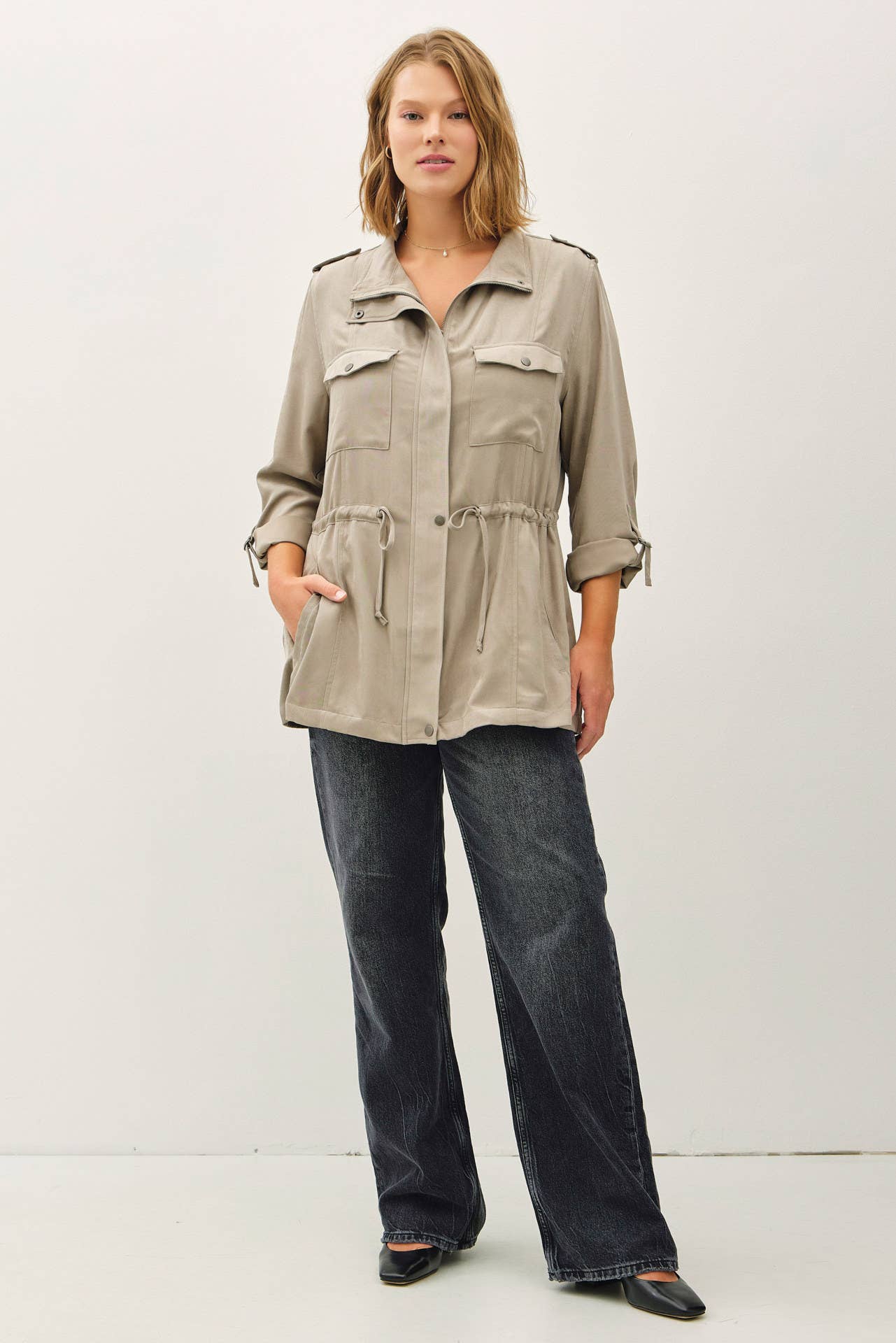 Be Cool - Wholesale Jacket - Women's - PLUS SIZE CINCHED WAIST CARGO UTILITY JACKET2
