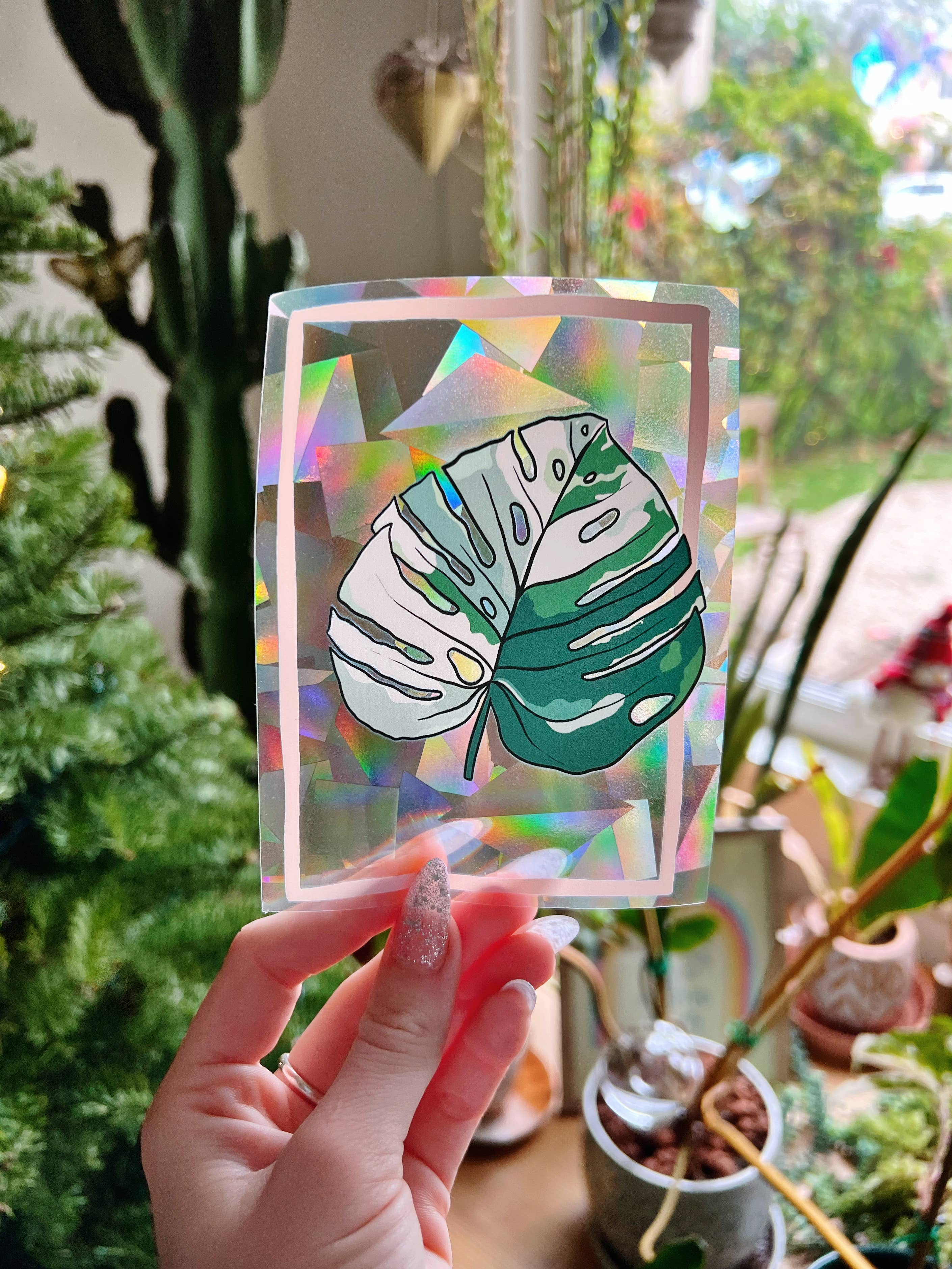 Jess Weymouth - Wholesale Suncatcher - Variegated Monstera Suncatcher Window Decal1