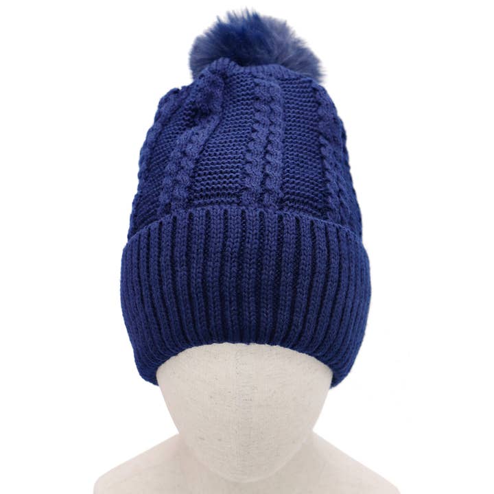 ASSORTED Cable Braided Knitted Sherpa Fleece Lined Beanie for wholesale on Faire4