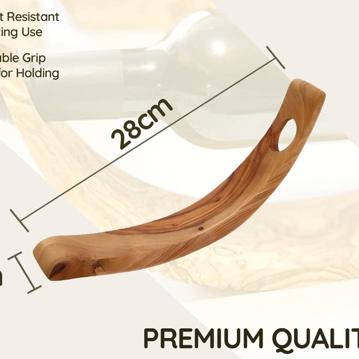 Olive Wood Bottle Holder Crescent Shape for wholesale by J&M Homewares