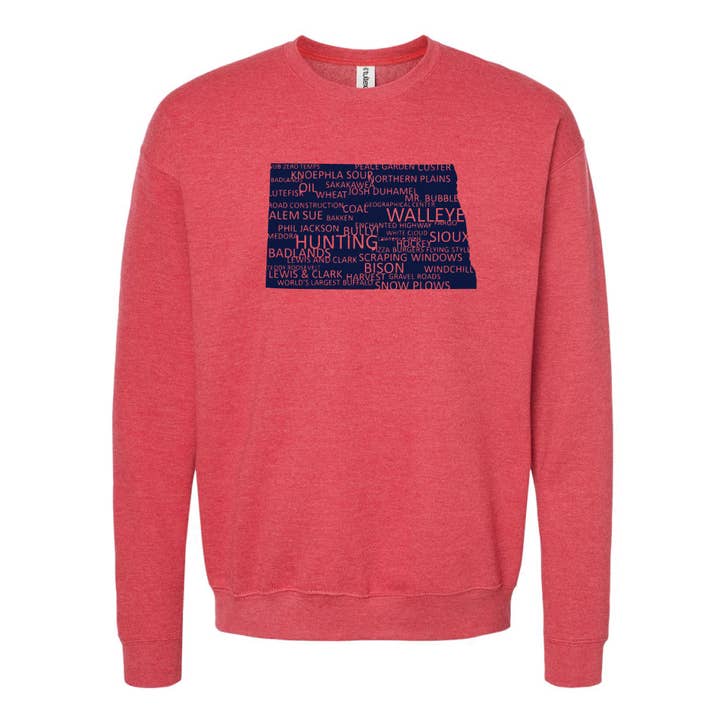 Camisola North Dakota Everything com gola redonda por atacado de Wheatheadz