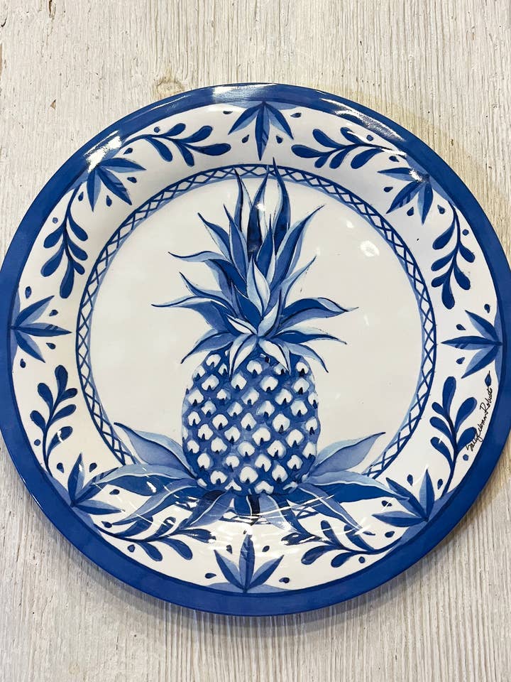 Blue Pineapple Bamboo Salad/Appetizer/Dessert Plate for wholesale by Bamboo Table