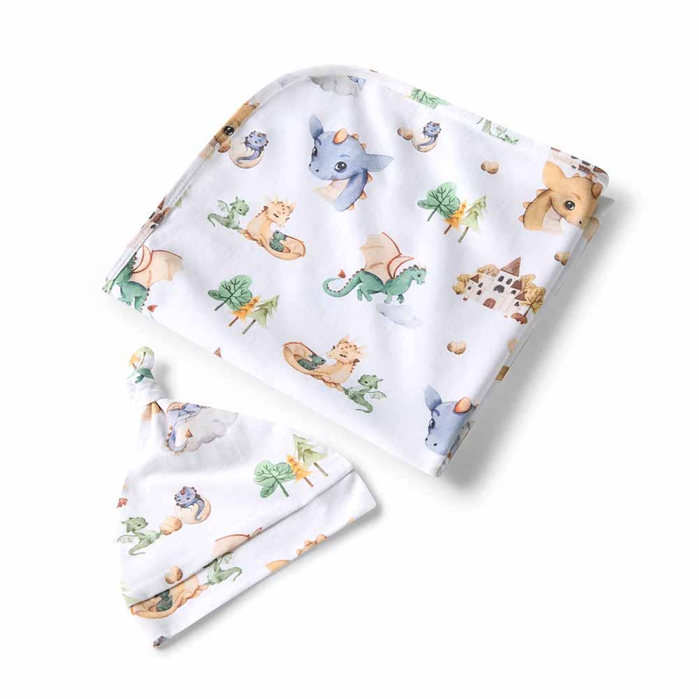 Snuggle Hunny - Wholesale Swaddle Set - Baby - Dragon Organic Jersey Wrap & Beanie Set1