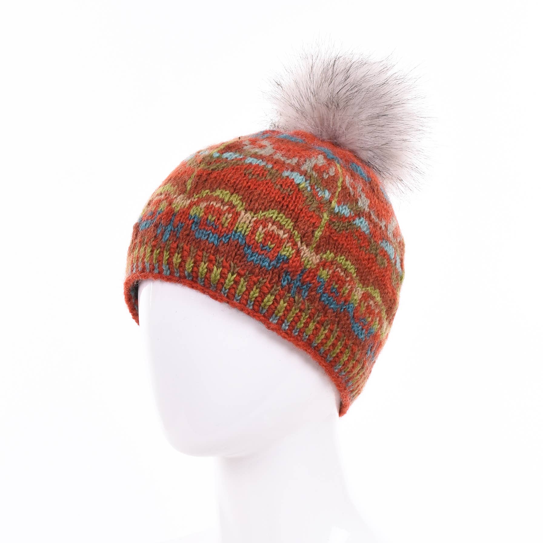 Lost Horizons Canada - Vente Bonnet – femme - Bonnet en laine Natalia avec pompon et tricot Fair Isle6