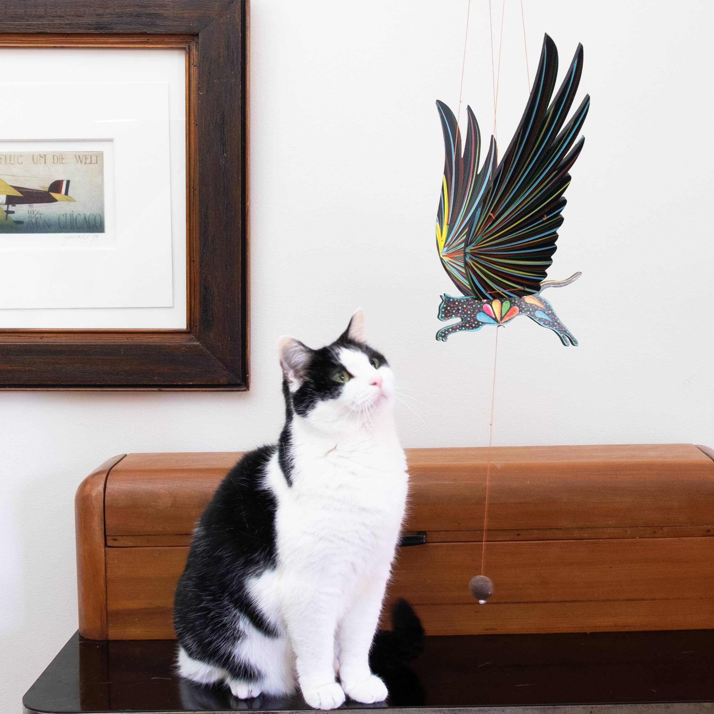 Tulia's Artisan Gallery - Wholesale Mobile - Cat Alebrije Flying Mobile1