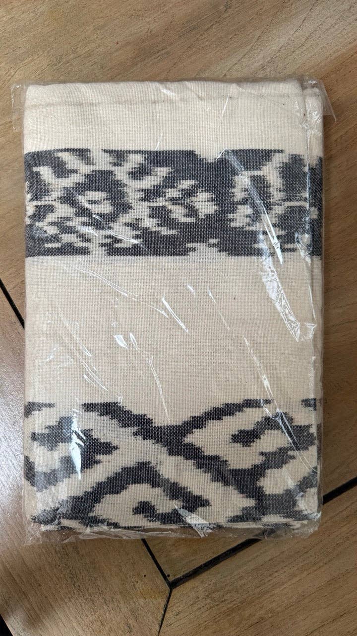 Kasih Co-op - Wholesale Throw Blanket - Ikat Blanket Throw, White & Gray Handwoven in Indonesia4