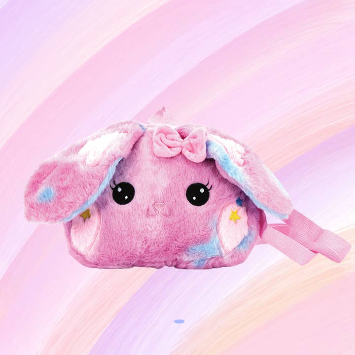 Cute Pink and Blue Bunny Plushy Backpack for wholesale by COMECO INC
