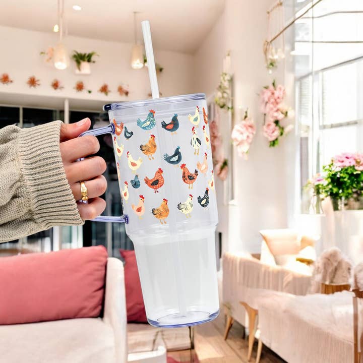 Sip-Sip Hooray! - Wholesale Insulated mug/tumbler - Chicken Lover 40oz Tumbler With Handle Lid and Straw4