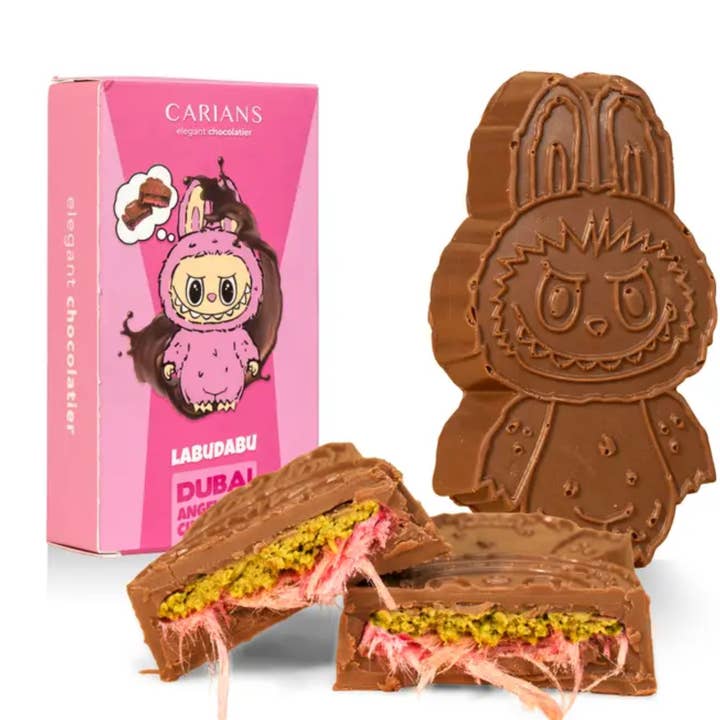 Labudabu Angel Hair Dubai Chocolate Bar - Pink Cotton Candy 2.65oz - 11ct for wholesale by I Got Your Candy