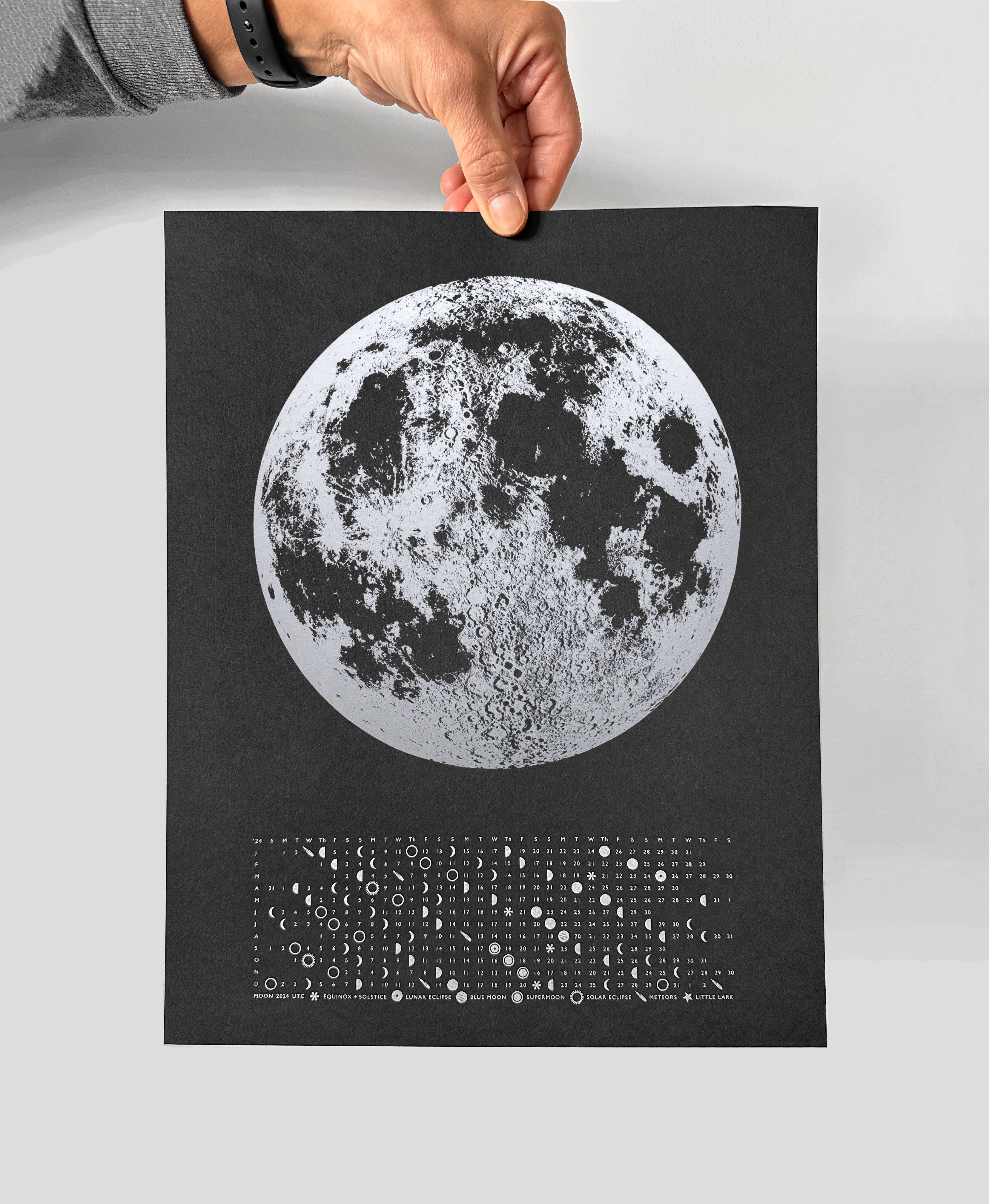 Little Lark - Wholesale Calendar - 2026 Lunar Phase Calendar Print, Metallic Moon Wall Calendar1
