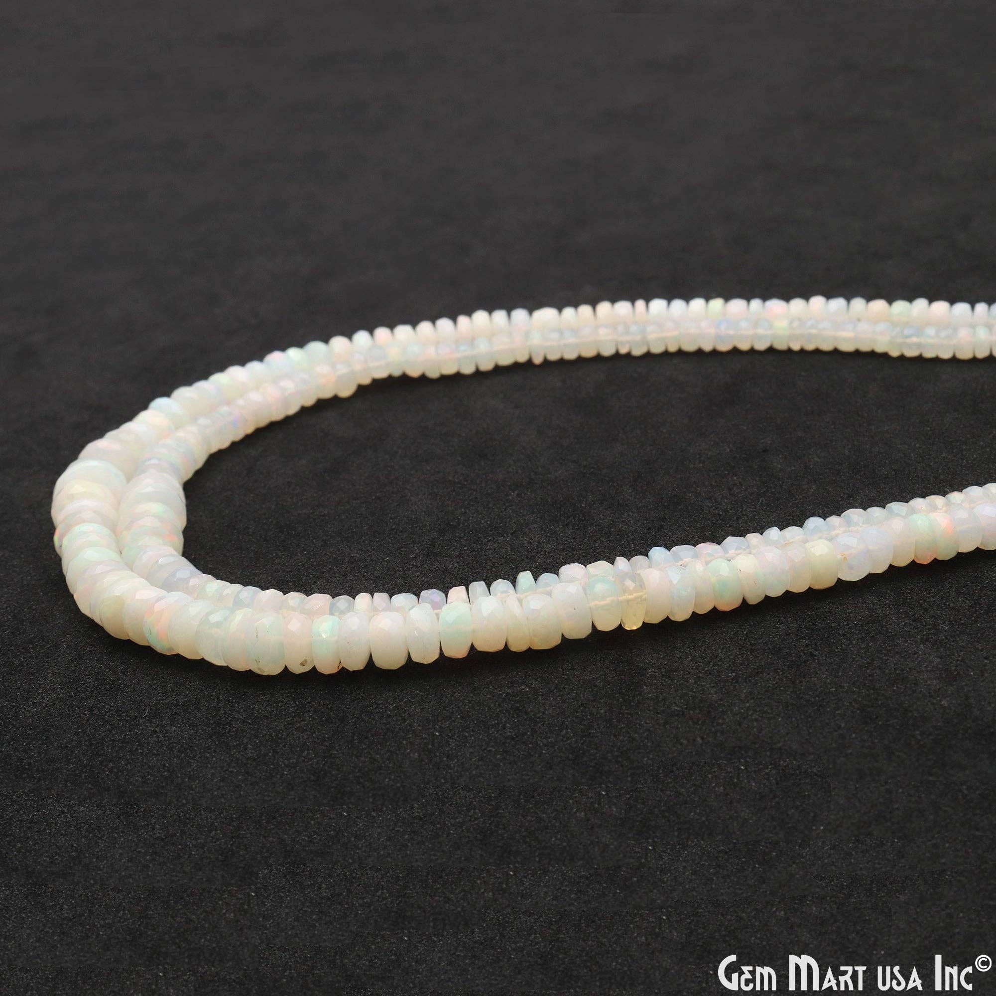 GemMartUSA - Vente Perle - Perles rondelles en opale, fil de pierres fines naturelles de 33 cm, 4-5 mm5