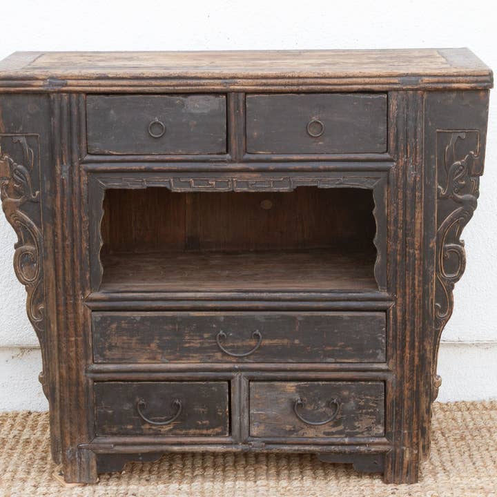 De-cor - Wholesale Cabinet - 19th Century Carved Black Altar Cabinet1