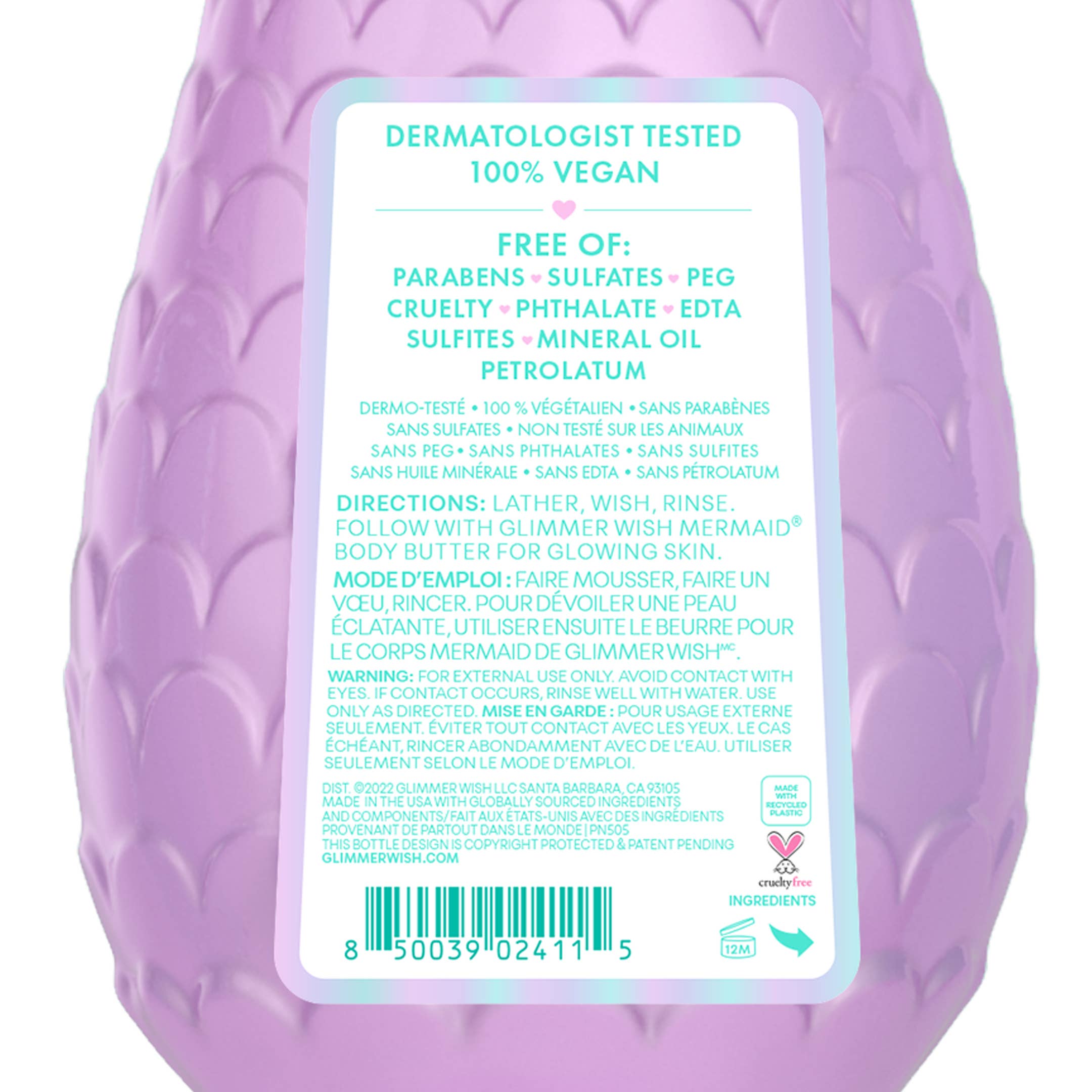Glimmer Wish - Vendita all'ingrosso Bagnoschiuma/gel doccia - Bambini e neonati - Bagnoschiuma Mermaid Kids | Sapone per bambini | Ingredienti puliti1