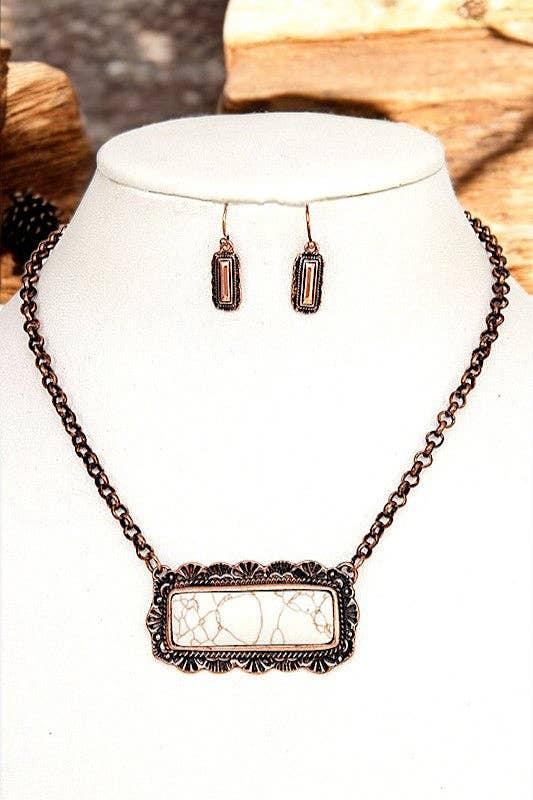 Andrea Bijoux – Großhandel Schmucksets – RECHTECKIGER GERAHMTER EDELSTEIN-ANHÄNGER-HALSKETTEN-SET1