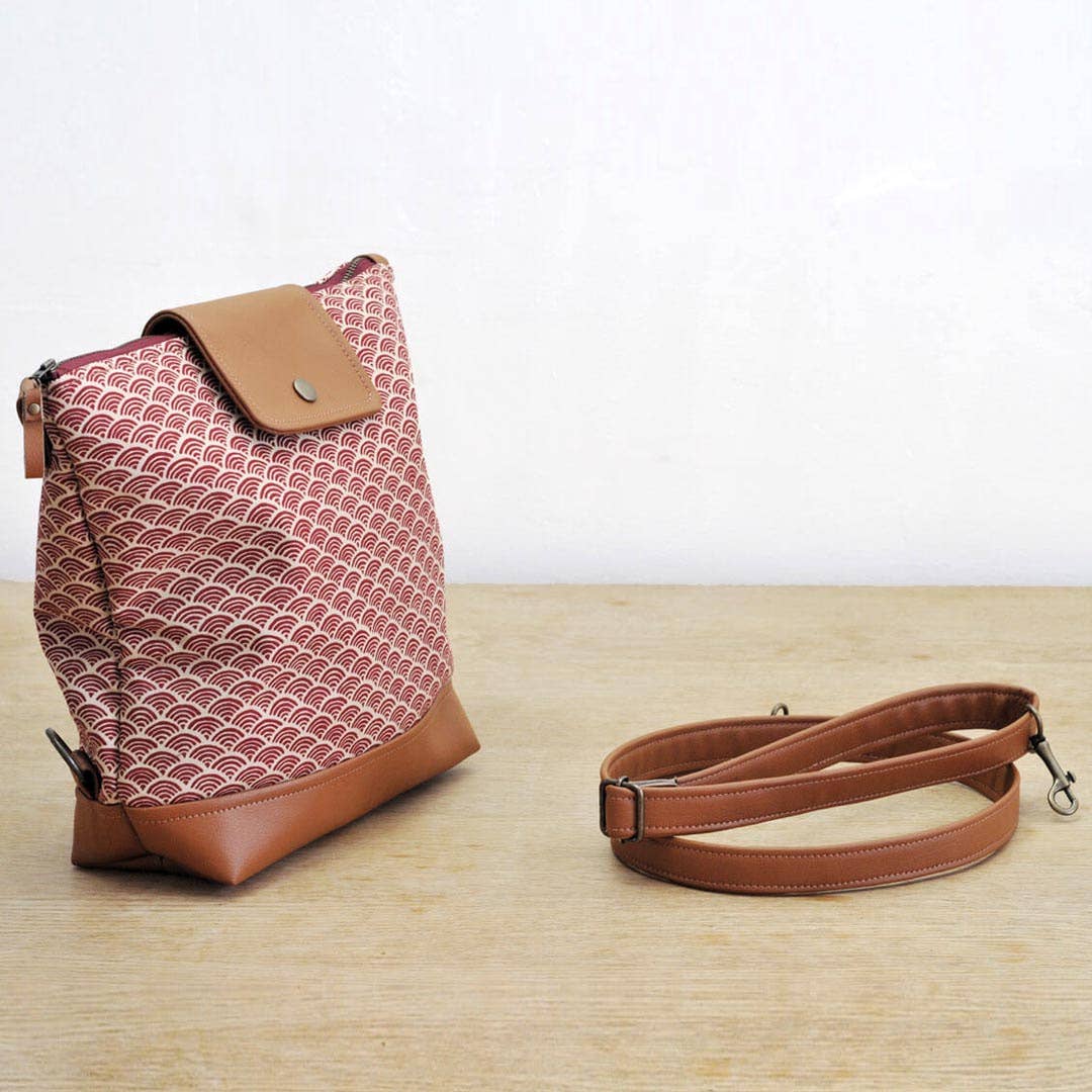 Lauren Holloway - Wholesale Backpack - Women's - Willow Convertible Backpack - Red Japanese Wave12