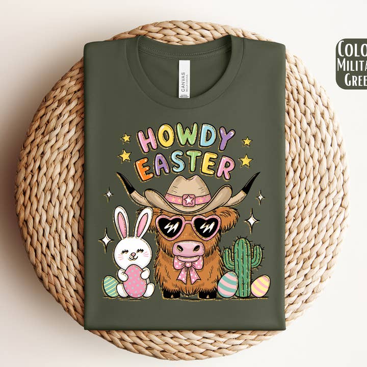 Howdy Easter Shirt - Easter Cow Shirt for wholesale by The Shirt Company