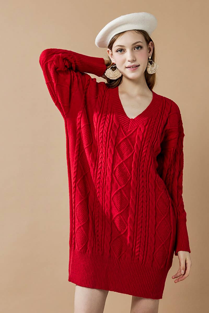 noflik - Wholesale Dress - Women's -  IND1023 Cable Knit Dress-12pcs Pack $4.99/unit (71%OFF)12
