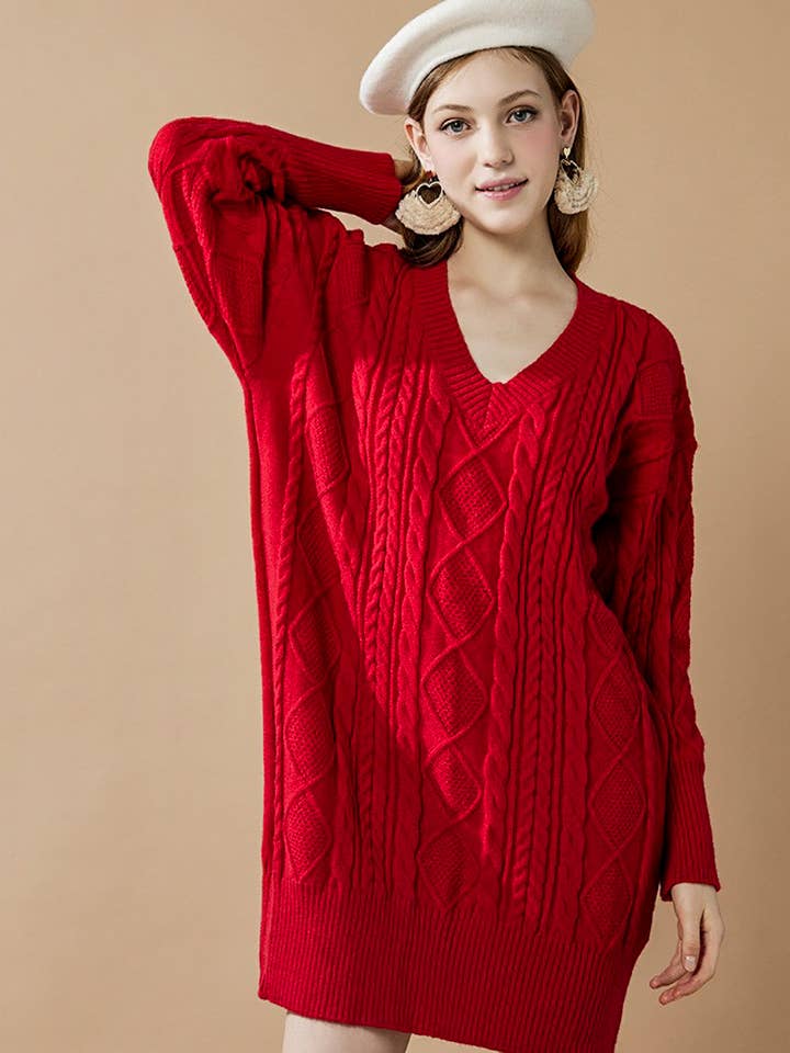 noflik - Wholesale Dress - Women's - IND1023 Cable Knit Dress-12pcs Pack $4.99/unit (71%OFF)12