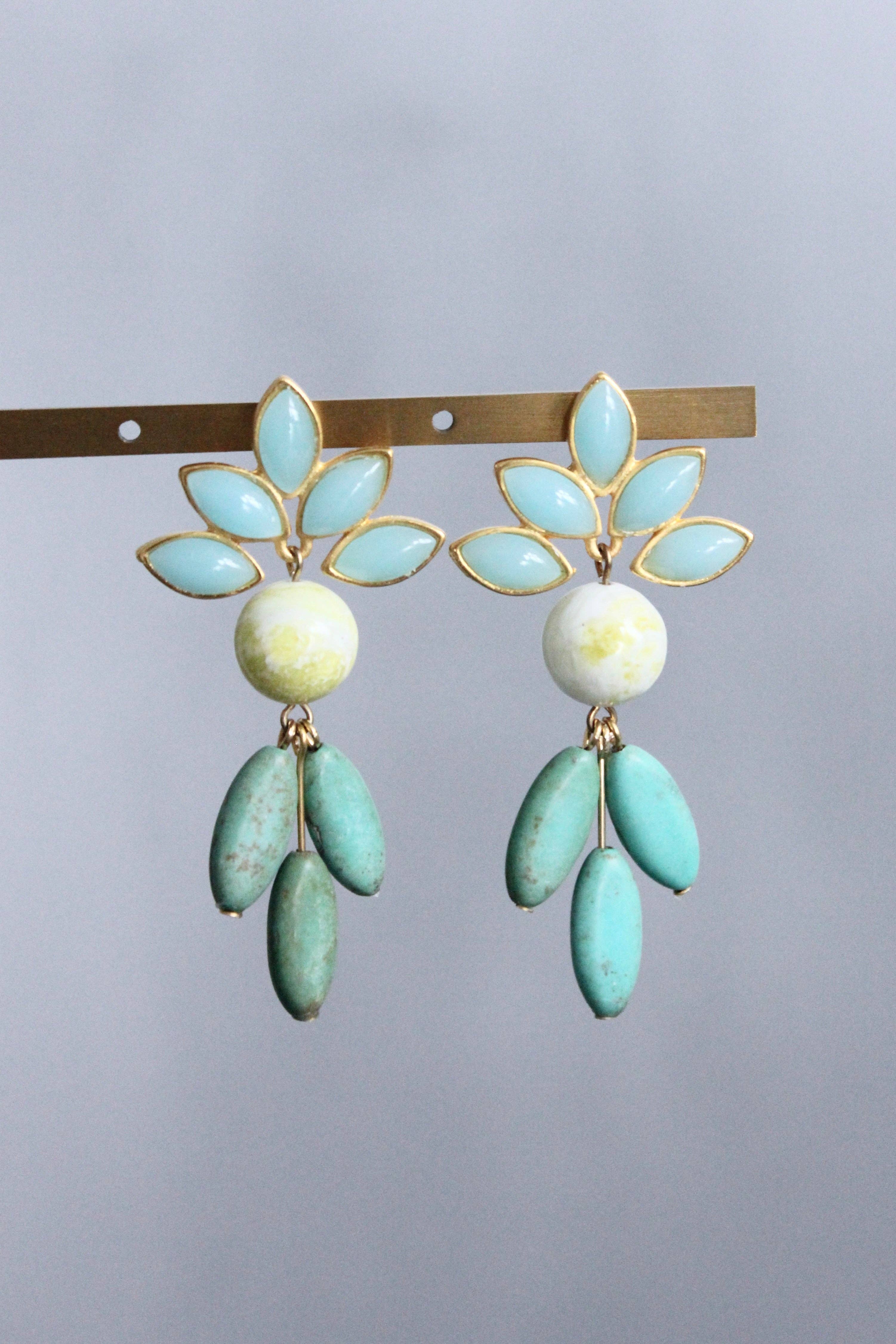 David Aubrey Jewelry - Wholesale Dangle Earrings - MLNE21 Post earrings with vintage glass and turquoise3