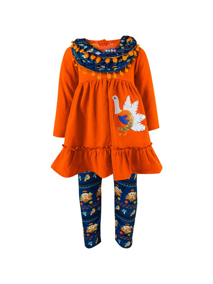 Angeline Kids - Wholesale Top & trouser set – Kids - CLOSEOUT 50pcs Lot Fall Halloween Thanksgiving Scarf Outfit5