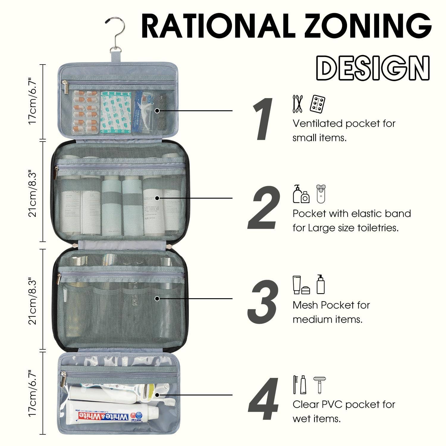 wandf – Großhandel Kosmetiktasche – Unisex – Kosmetiktasche Dopp Kit Rasierbeutel mit 4 Fächern, Unisex11
