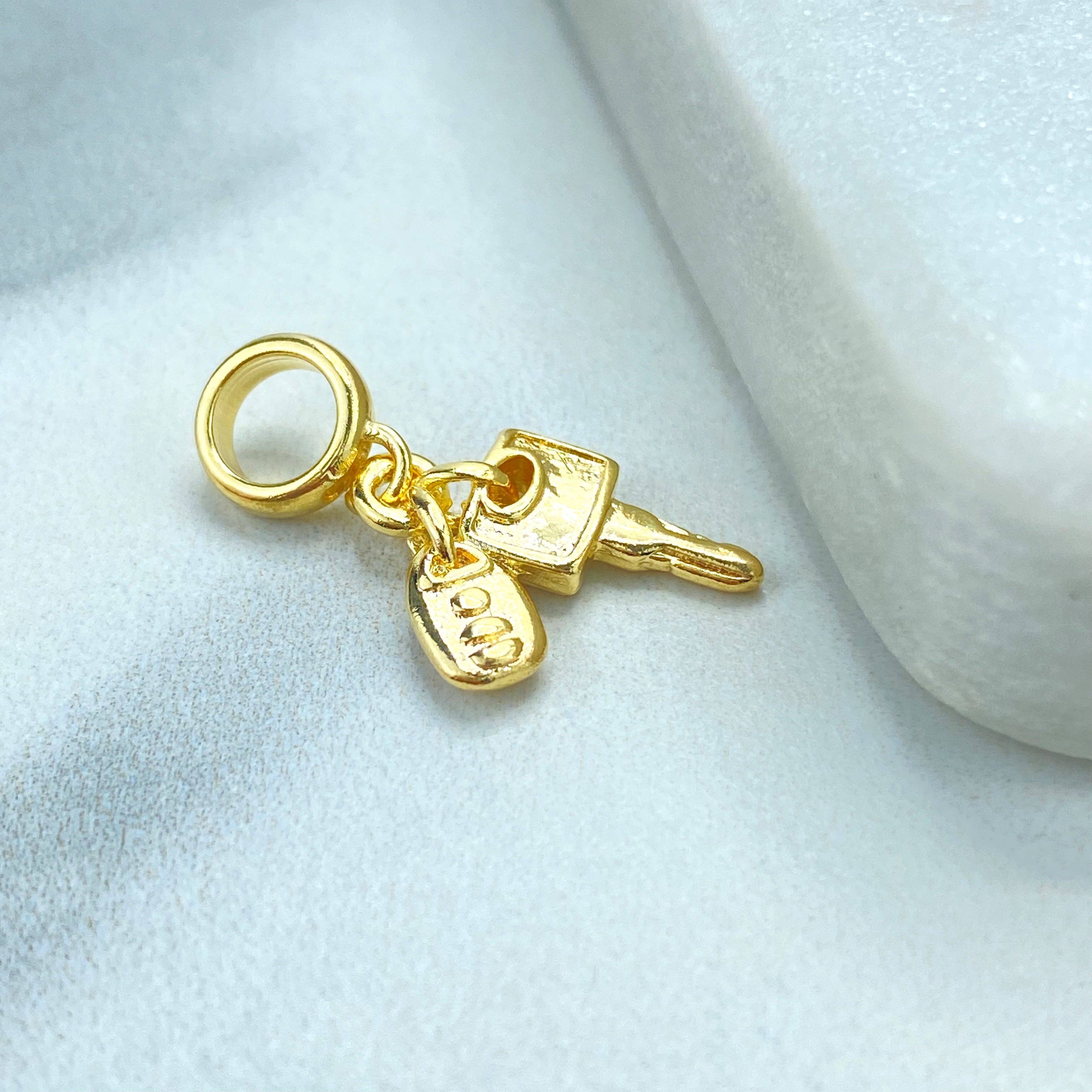 Luxus Accessories - Wholesale Individual Charm/Pendant - 18k Gold Filled Car Alarm Key and Lock Charm, Symbolizing Security and Modernity, Perfect for DIY Jewelry Creations0