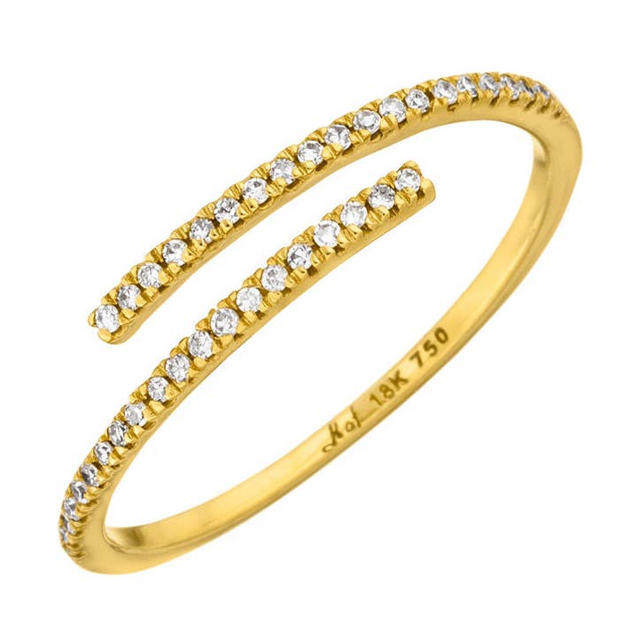 K18 gul guld åben diamantring for engroshandel hos Leaf Jewelry