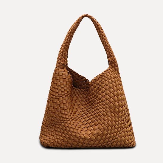 Sook Stainable - Wholesale Shoulder Bag - Women's - Neoprene Fabrics Vegan Leather Woven Shoulder Bag Size M