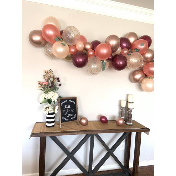 Hullaballoons - Wholesale DIY craft kit - Rose Gold & Burgundy Balloon Garland Kit | 4-Foot DIY Kit6