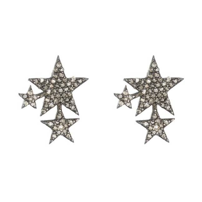 Ashley Schenkein Jewelry Design - Wholesale Stud/Post Earrings - Brooklyn Diamond Pavé Triple Star Studs0