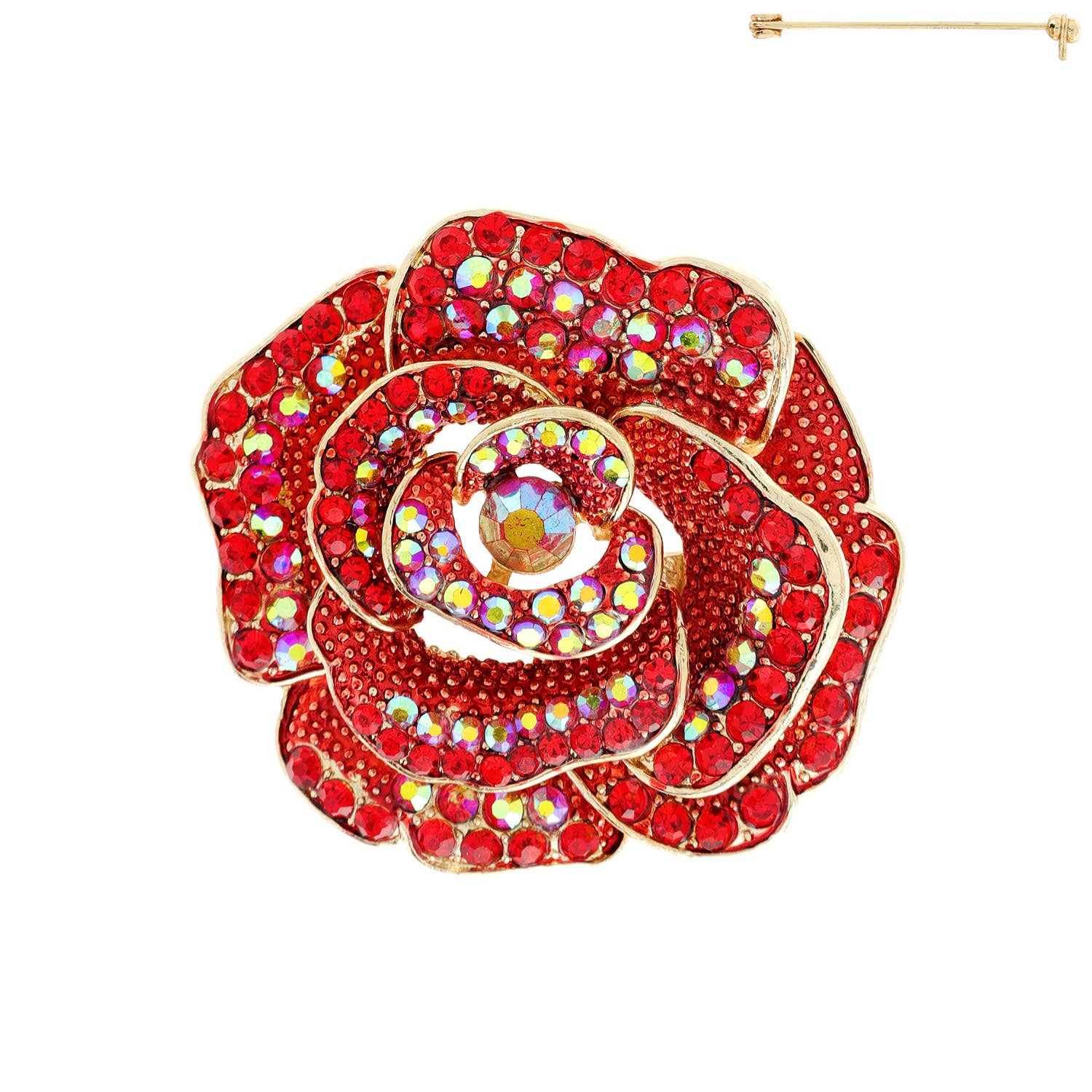 SP Sophia Collection - Wholesale Brooch - Rhinestone Embellished Rose Brooch Pin 3