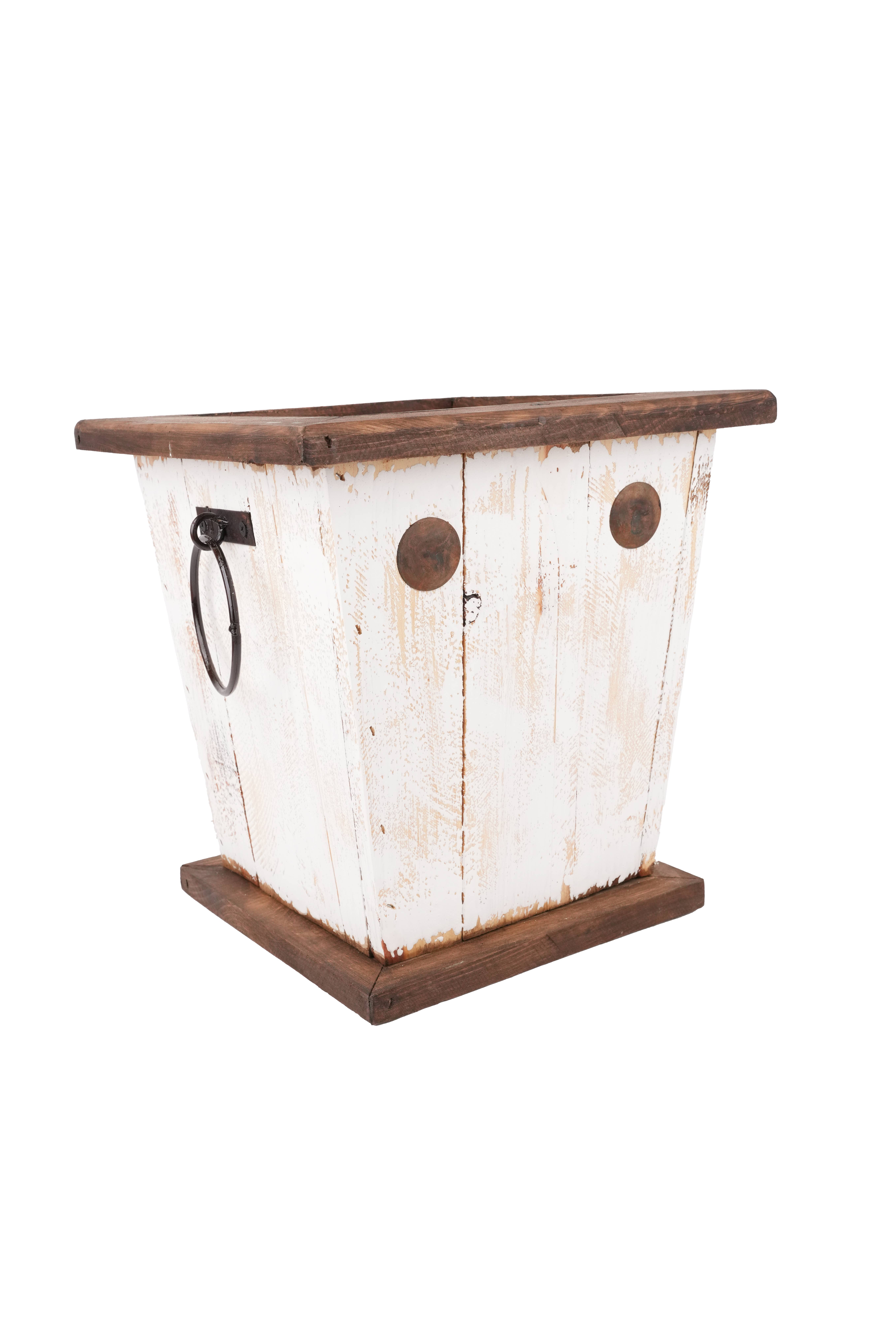 My Amigos Imports - Vente Jardinière - Jardinière rustique en bois avec poignées style ferme Midland - blanche11