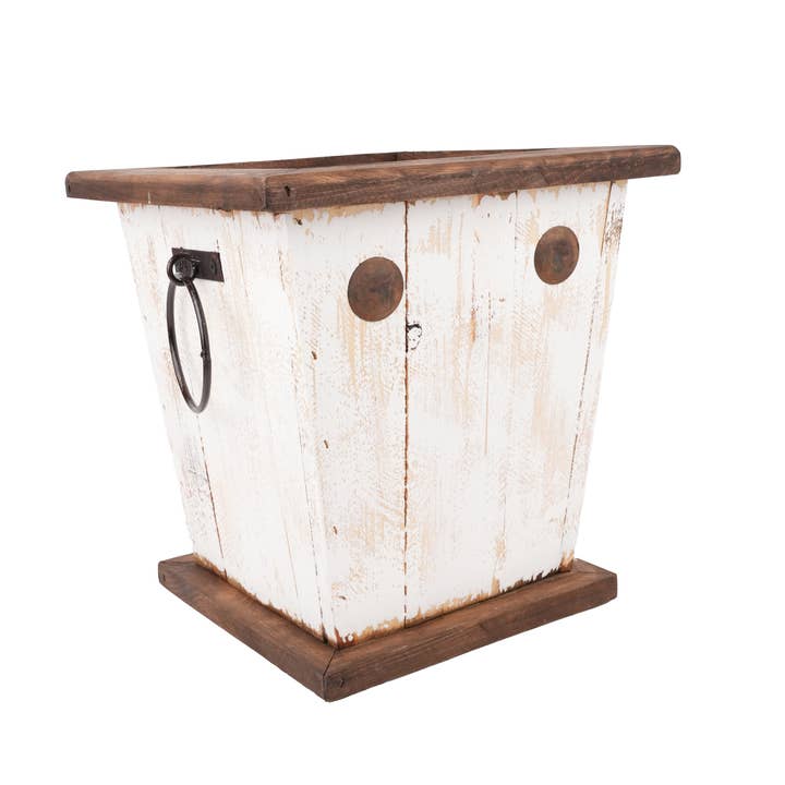 My Amigos Imports - Vente Jardinière - Jardinière rustique en bois avec poignées style ferme Midland - blanche11