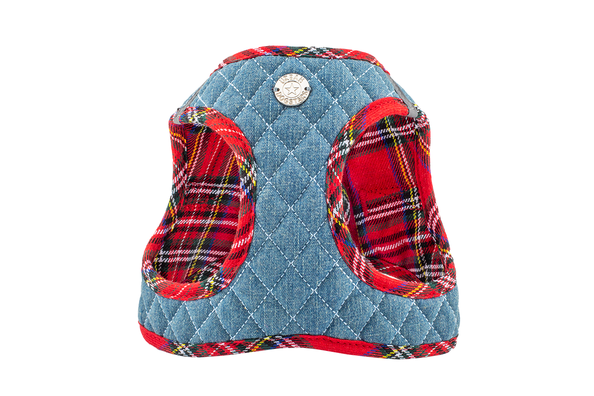 Urban Dog Stars - Wholesale Pet Harness - Dog - Step-In Denim Harness - Red Plaid1