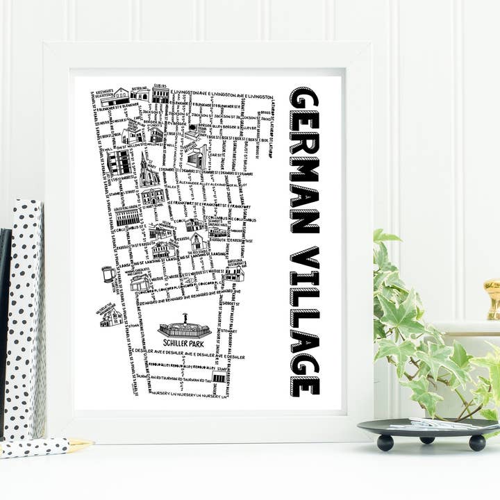 Whereabouts Shop - Wholesale Art Print - German Village Columbus Map Print