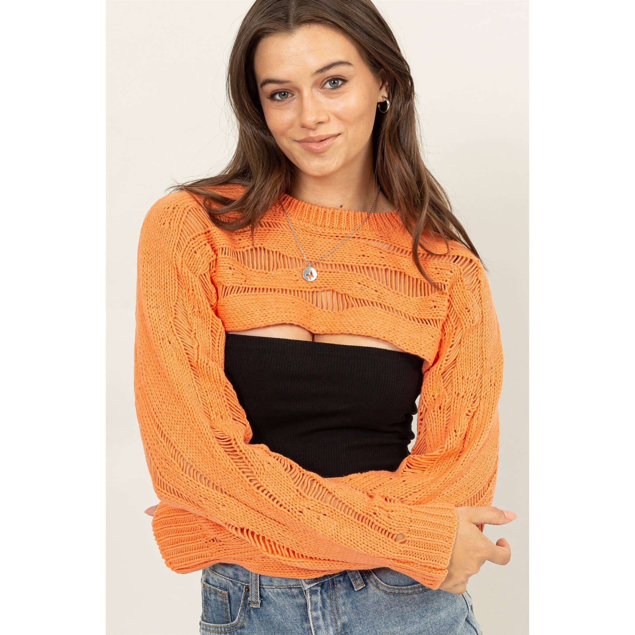 HYFVE - Wholesale Knit Sweater - Women's - Open Knit Shrug Sweater4